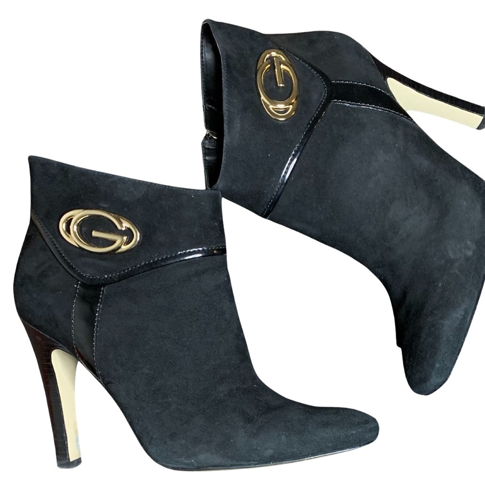 Black Suede Square Toe Booties from Guess by Marciano